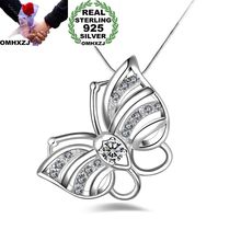 OMHXZJ Wholesale Personality Fashion OL Woman Gift Butterfly White Amethyst AAA Zircon 925 Sterling Silver Pendant Necklace NC51 2024 - buy cheap