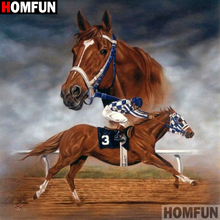 Алмазная 5D Вышивка HOMFUN «Лошадь», полноразмерная круглая/квадратная картина «сделай сам», вышивка крестиком, домашний декор A09025 2024 - купить недорого