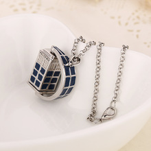 24 Pcs/Lot Blue Telephone Booth Pendant Arbitrary Rotation TARDIS Necklace Classic Jewelry Bulk Wholesale 2024 - buy cheap