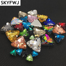 Many colors To Choose 18mm 23mm Sew On Crystal Triangle Fancy Rhinestones with White K /Silver Claw Setting Rhinestones 2024 - buy cheap