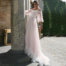 Vestido de boda Sexy con manga acampanada sin espalda hasta el suelo de tul de talla grande 2020 de talla grande 2024 - compra barato