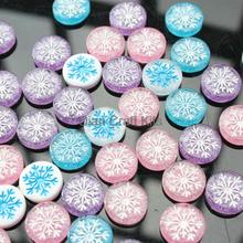 Круглые Кабошоны разных цветов со ледяным блеском, диски со снежинами, 200 шт., кабошоны с плоской задней поверхностью для рождественского переливающегося декора 2024 - купить недорого