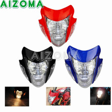 Motorcycle Enduro Headlight Fairing Motocross Universal Headlamp Bulbs For Kawasaki Suzuki Honda Yamaha Blue Black Red 2024 - buy cheap