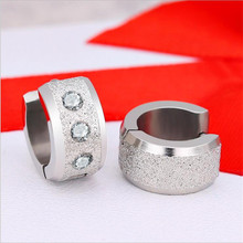 HE050 Men Titanium Hoop Earrings With Zircons Vacuum Plating No Fade Allergy Free 316 L Stainless Steel Jewelry 2024 - buy cheap