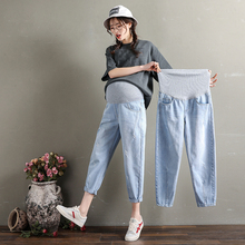2019 Vintgae Washed Denim Maternity Jeans Elastic Waist Belly Loose Pants Clothes for Pregnant Women 9/10 Length Harem Pregnancy 2024 - buy cheap