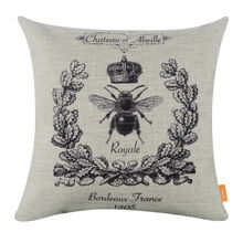 Linkwell-capa de almofada para sofá, 45x45cm, abelha preta, com coroa, coroa, serapilheira, decoração de sofá, fronha, fazenda, clássica 2024 - compre barato