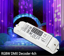 Decodificador DMX512 RGBW RGBWW tira CONDUZIDA RGB + Branco/branco Morno Decodificador, DC12V-24V, 4 canais DMX Decodificador, controlador Dimmer