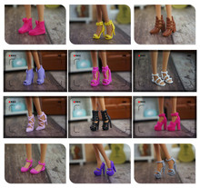 Высокое качество 10 пара/лот новая оригинальная обувь для куклы Барби 1/6 Модная Кукла сандалии, плоская обувь аксессуары для куклы 2024 - купить недорого