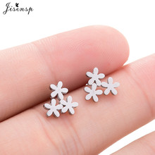 Jisensp New Flower Earrings for Women Female Wedding Jewelry Gift Korean Stainless Steel Stud Earrings Cute Plant Earing Brinco 2024 - buy cheap