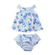 Newborn Baby Girls Clothes Set Sleeveless Summer Bow Floral Dress Tops Ruffle Shorts Cotton Girl Clothing Casual Outfit  0-3T 2024 - buy cheap