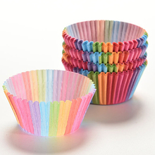 100 pçs colorido arco-íris papel bolo cupcake forros festa baking muffin copo caso 2024 - compre barato