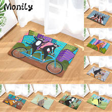 Monily Anti-Slip Waterproof Floor Mat Cartoon Cute Cat Ride Bicycle Carpets Bedroom Rugs Decorative Stair Mats Home Decor Crafts 2024 - buy cheap