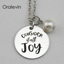 CONSIDER IT ALL JOY Inspirational Hand Stamped Engraved Custom Pendant Necklace for Trendy Women Gift Jewelry,10Pcs/Lot, #LN2230 2024 - buy cheap