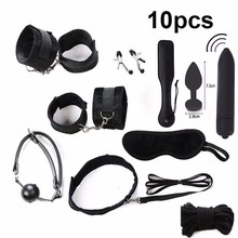 BDSM Bondage Sex Handcuffs Nipple Clamps Gag Whip Collar Mask Anal Plug Bullet Vibrator Sex Toys for Couples Games 2024 - compre barato