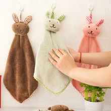 Toalla de mano de felpa para bebé, toallita de baño suave colgante de dibujos animados de animales, conejo, regalos para niños 2024 - compra barato