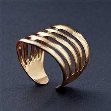 New Fashion Gold Geometric Arched Stripes Hollowed Out Opening Ring  For Women Punk Alloy Finger Rings Simple Boho Jewelry 2024 - купить недорого