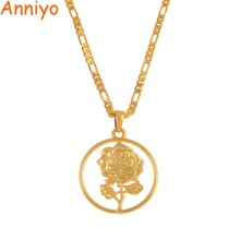 Ожерелье с подвеской Anniyo, в виде розы, для женщин, для мам, ювелирных изделий, свадебных подарков, в Африканском и арабском стиле, золотого цвета, #014616 2024 - купить недорого