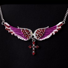 Sexy Women Statement Choker Necklace Shellhard Crystal Angel Wings Cross Chain Pendant Necklaces Fashion Jewelry Gift 2024 - buy cheap