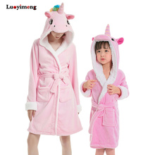 Pink Licorne Bathrobes For Girls Pajamas Boys Sleepwear Animal Cartoon Beach Towel Hooded Women Sleepwear Baby Unicorn Pyjamas 2024 - buy cheap