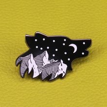 Wolf enamel pin mountain star brooch night sky howling wolf badge nature animal jewelry 2024 - buy cheap