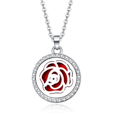 316L Rose Zircon Aroma Perfume Locket Pendant Necklace Stainless Steel Aromatherapy Essential Oil Diffuser Crystal Jewelry 2024 - buy cheap