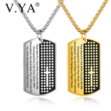 V.YA New Simple Simple Necklace With Scripture For Men Stainless Steel Engraved Chain Silver Color Gold Fashion Pendant 2024 - buy cheap
