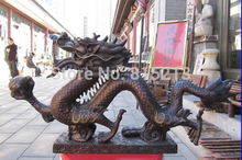 Colección de folklórico de China de 28 pulgadas, estatua de Dragón de la bestia de bronce rojo clásico, 70cm 2024 - compra barato