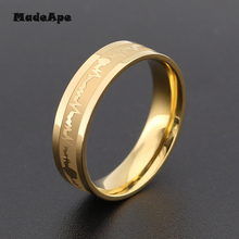 Madapte anel de casamento ecg 4mm, de aço inoxidável, unissex, joia de noivado 2024 - compre barato