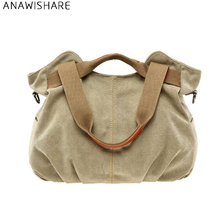 ANAWISHARE Women Handbag Canvas Shoulder Bag Female Tote B Casual Crossbody Bag For Women Messenger Bag Bolsa FemininaBolsos 2024 - buy cheap