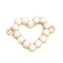 DoreenBeads Fashion Zinc Based Alloy & Acrylic Connectors Oval Gold White Imitation Pearl Jewelry DIY Charms 25mm x 15mm, 5 PCs 2024 - buy cheap