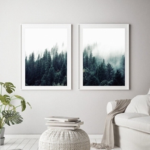 Forest Fog Woodland Canvas Art Prints Scandinavian Poster , Forest Landscape Photography Art Painting Modern Wall Pictures 2024 - buy cheap