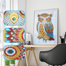 5D DIY Special Shaped Diamond art Painting Owl Round Crystal Rhinestone Cross Stitch Embroidery Animal Craft Needlework Gift 2024 - buy cheap