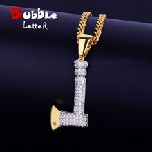Personality The Axe Necklace & Pendant Gold Color Bling Cubic Zircon Men's Hip Hop Jewelry 2024 - buy cheap