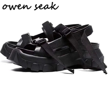 Sandálias femininas calibre preto 18ss, sapatos de roma preto, sandálias gladiadoras, sapatos de mules, tamancos, chinelos de verão para mulheres 2024 - compre barato