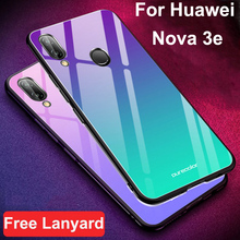 Capa de celular em vidro temperado com degradê, capa com borda macia para huawei nova 3 e nova3e 2024 - compre barato