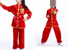 Crianças & Winter & Autumn bordados dragão adulto uniformes de kung fu tai chi roupas de artes marciais wushu ternos preto/ vermelho 2024 - compre barato