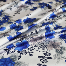 1 meter X 1.48 meter Chinese vintage blue white flowers satin dress fabric tecido 2024 - buy cheap