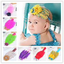 nobility feather headband flower newborn girl elastic for hair bands ribbon head band wraps headbands accessories 2024 - buy cheap