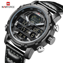 NAVIFORCE-reloj deportivo militar para hombre, cronógrafo de cuarzo, analógico, Digital, resistente al agua, doble pantalla 2024 - compra barato