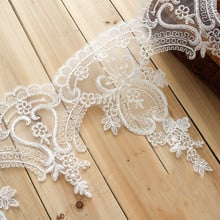 High Quality Ivory white Car-bone Embroidered Lace Trim Handmade DIY Wedding Dress Veil Decor Accessories Width 30cm 3Yd/lot 2024 - buy cheap