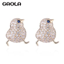 GAOLA New Design Micro Paved Shining Tiny Cute Chick Cubic Zirconia Stud Earring For Women Girl GLE8022A 2024 - buy cheap