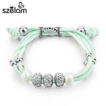 Szelam 2019 Green Elastic Rope Chain Bracelets & Bangles Crystal Murano Beads Charm Bracelets For Women DIY Jewelry SBR160095 2024 - buy cheap