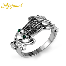 Ajojewel Brand Green Crystal Black Rhinestones Jumping Frog Rings Jewelry Fashion Animal Ring Size 7,8,9 2024 - buy cheap