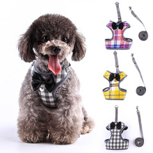 Harness Leash Set for Small Dogs Cat Pet Accessories Plaid Vest Bow Tie Dog Harness Walk Lead Leashes Pet Product Dropshipping 2024 - buy cheap
