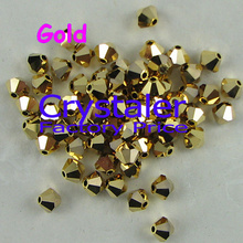 Cuentas de bicono de cristal grado AAAA 5301 #, Color dorado, 3mm, 4mm, 5mm, 6mm, 8mm, K9 2024 - compra barato
