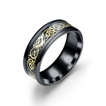 Anel masculino de aço inoxidável, preto, anel de aço de titânio lr4136 2024 - compre barato