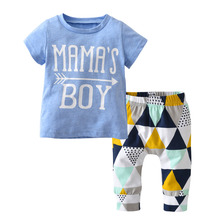 2020 estilo de verão roupas do bebê menino recém-nascido da criança manga curta carta mama's menino camiseta + calças 2 pçs infantil conjunto 2024 - compre barato