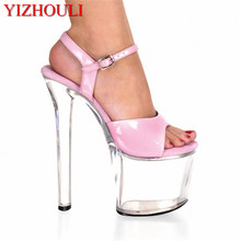 20cm high-heeled shoes transparent crystal sandals 8 inch wedding dress shoes back strap party Exotic Dancer performance shoes 2024 - buy cheap