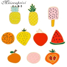 Meirenpeizi-broche de Fruta de dibujos animados esmaltado para mujer, alfileres para regalo, chaquetas, solapa, insignia de mezclilla, piña, limón, fresa, pastel, pines para niños 2024 - compra barato