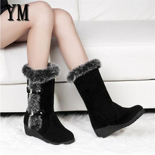 Botas de nieve aterciopeladas para mujer, botines de ante hasta el muslo, talla grande 42, otoño e invierno, 2020 2024 - compra barato